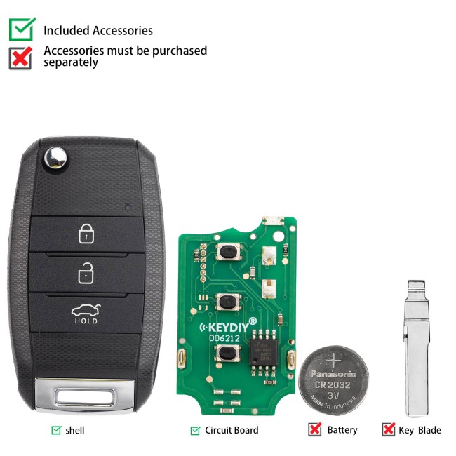[5Pcs/Lot] KEYDIY KD B19-3 Universal Flip Remote Key 3 Buttons for KIA Type