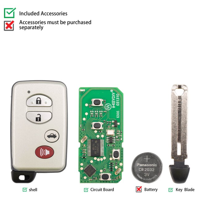 [5Pcs/Lot] KEYDIY KD TDB03-4(Silver Gray) for Toyota Universal Smart Remote Key 3+1 Buttons With Grey Key Shell