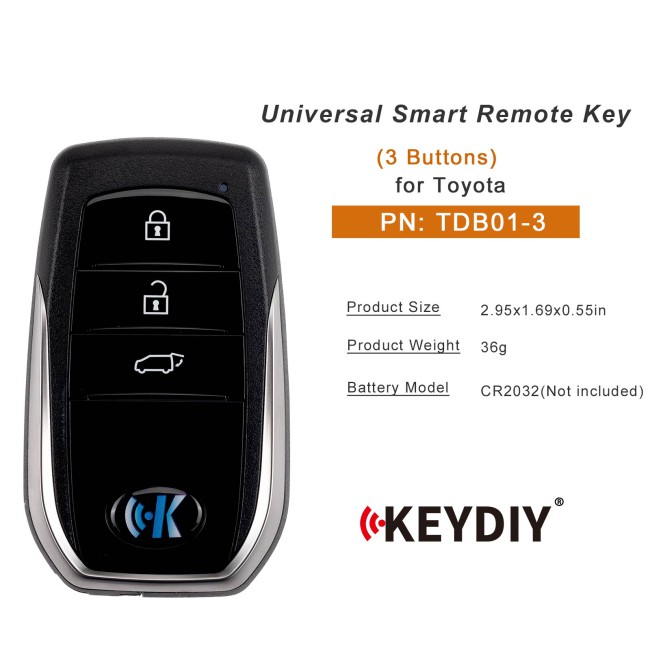 [5Pcs/Lot] KEYDIY KD TDB01-3 Universal Smart Remote Key 3 Buttons for Toyota Type