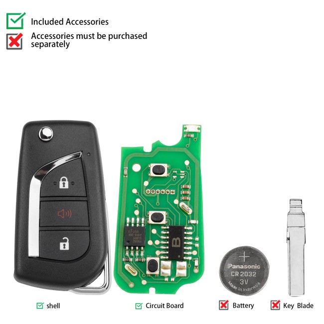 [5Pcs/Lot] KEYDIY KD B13-2+1 Universal Flip Remote Key 2+1 Buttons for Toyota Type