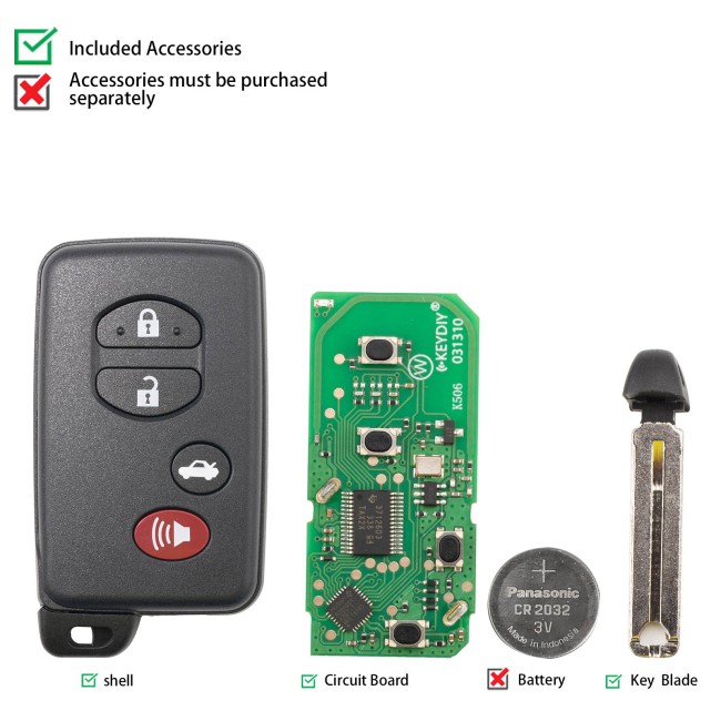 [5Pcs/Lot] KEYDIY KD TDB03-4(Black) for Toyota Universal Smart Remote Key 3+1 Buttons With Black Key Shell