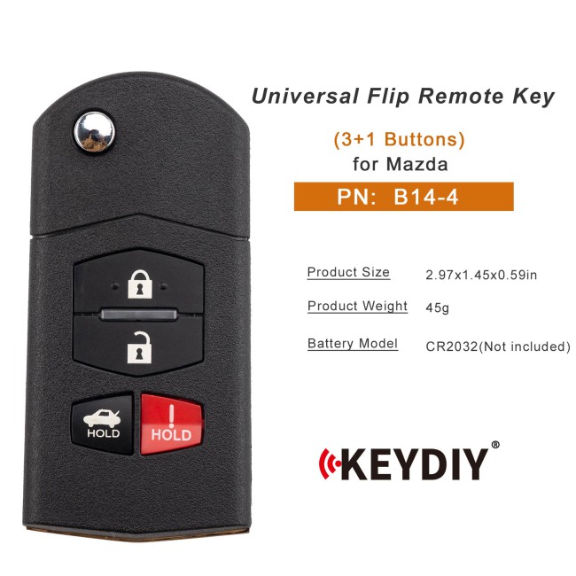 [5Pcs/Lot] KEYDIY KD B14-4 Universal Flip Remote Key 3+1 Buttons for Mazda Type
