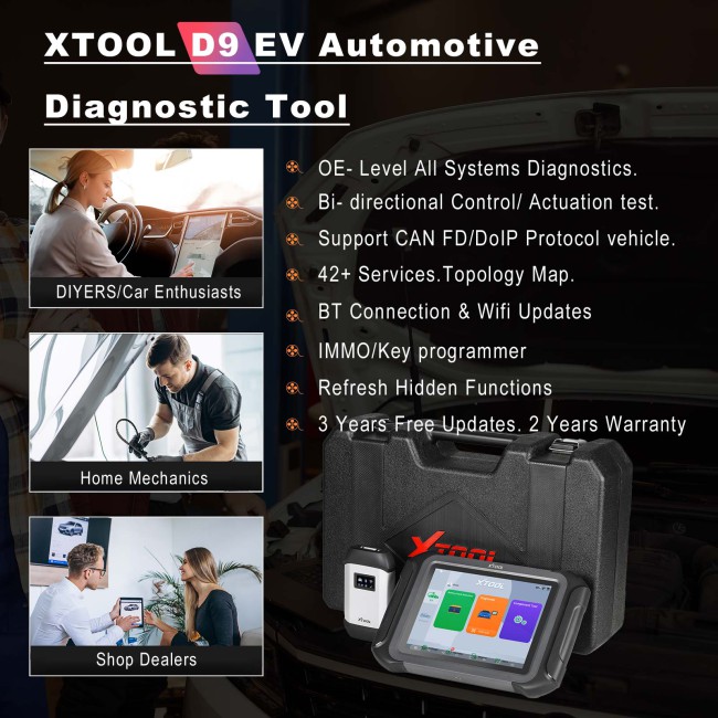 Xtool D9 EV Smart Diagnostic Tool Support Tesla BYD Diagnosis/ Topology Mapping Function/ 40+ Special Functions/ 3 Years Free Updates
