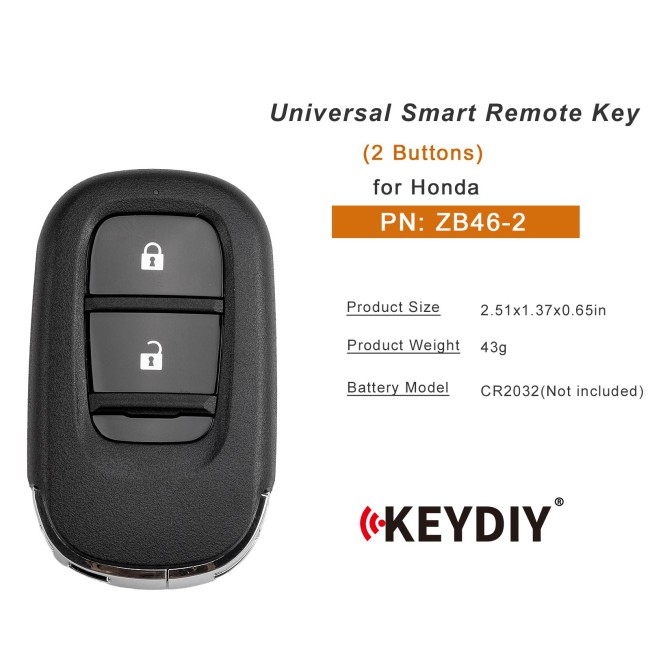 [5Pcs/Lot] KEYDIY KD ZB46-2 Universal Smart Remote Key 2 Buttons for Honda Type