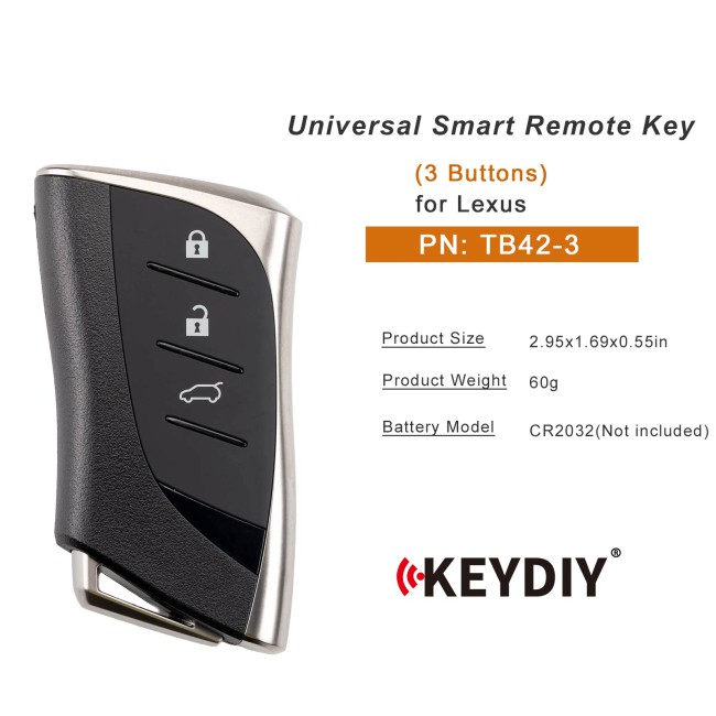 [5Pcs/Lot] KEYDIY KD TB42-3 Universal Smart Remote Key 3 Buttons for Lexus Type