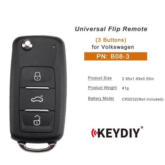 [5Pcs/Lot] KEYDIY KD B08-3 Universal Flip Remote 3 Buttons for Volkswagen Type