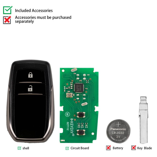 [5Pcs/Lot] KEYDIY KD ZB35-2 Universal Smart Remote Key 2 Buttons for Toyota Type