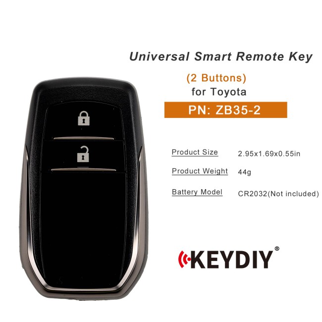 [5Pcs/Lot] KEYDIY KD ZB35-2 Universal Smart Remote Key 2 Buttons for Toyota Type
