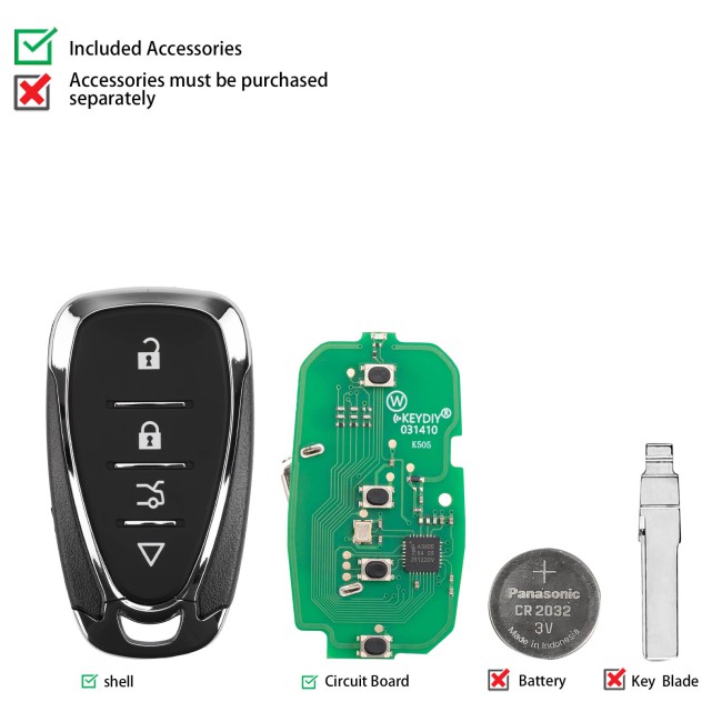 [5pcs/lot] KEYDIY KD ZB32-4 Universal Smart Remote Key 4 Buttons for Chevrolet Type
