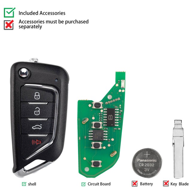 [5Pcs/Lot] KEYDIY KD B21-4 Universal Flip Remote Key 3+1 Buttons Knife Type