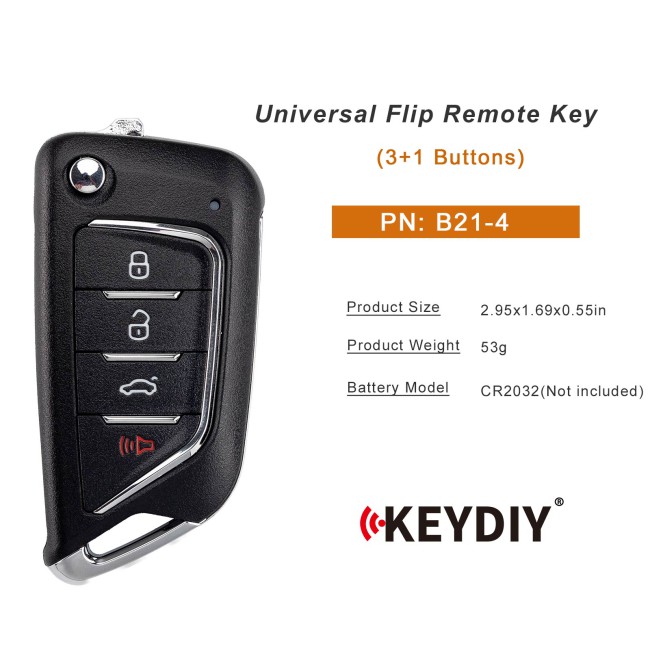 [5Pcs/Lot] KEYDIY KD B21-4 Universal Flip Remote Key 3+1 Buttons Knife Type