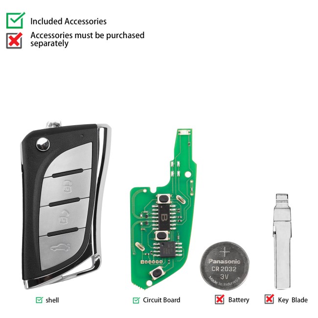 [5Pcs/Lot] KEYDIY KD B24-3 Universal Flip Remote Key 3 Buttons for Lexus Type