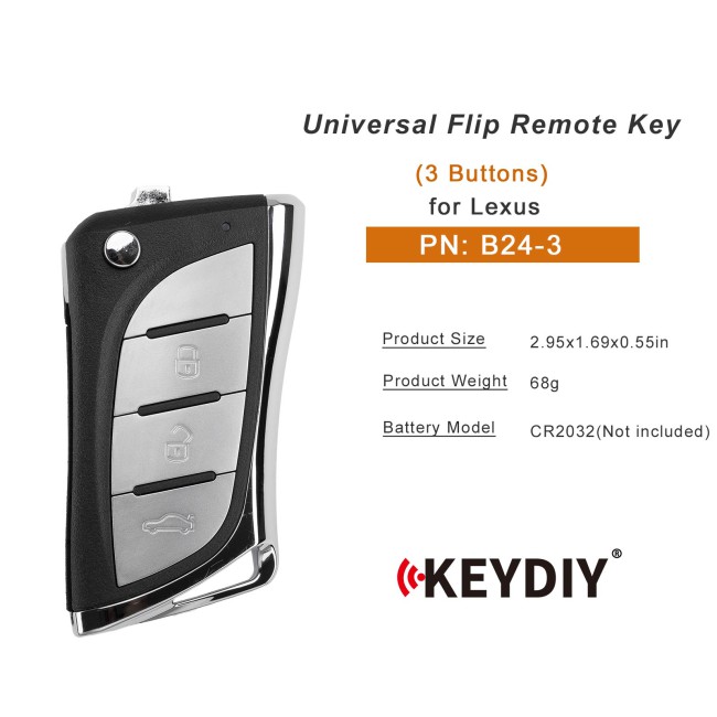 [5Pcs/Lot] KEYDIY KD B24-3 Universal Flip Remote Key 3 Buttons for Lexus Type
