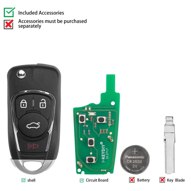 [5Pcs/Lot] KEYDIY KD B22-4 Universal Flip Remote Key 3+1 Buttons for Buick Type