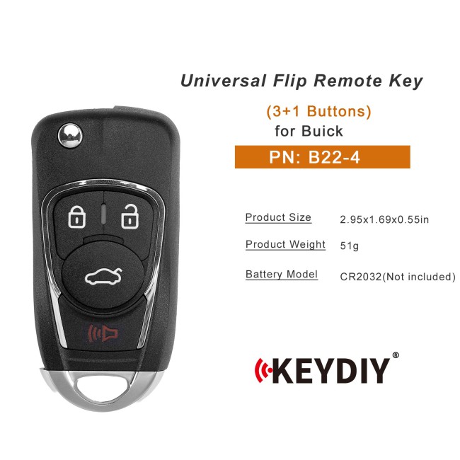[5Pcs/Lot] KEYDIY KD B22-4 Universal Flip Remote Key 3+1 Buttons for Buick Type