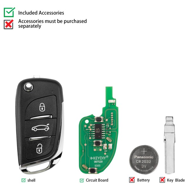 [5Pcs/Lot] KEYDIY KD B11-3 Universal Flip Remote Key 3 Buttons for PSA Type