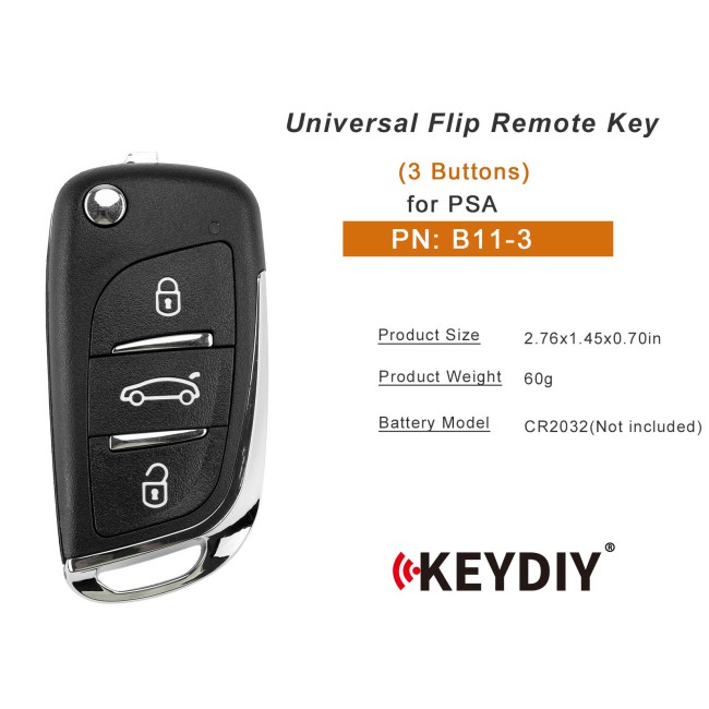 [5Pcs/Lot] KEYDIY KD B11-3 Universal Flip Remote Key 3 Buttons for PSA Type