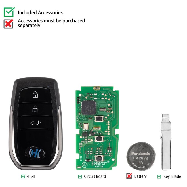 [5Pcs/Lot] KEYDIY KD TB01-3 for Toyota for Lexus Universal Smart Remote Key 3 Buttons With 8A Transponder