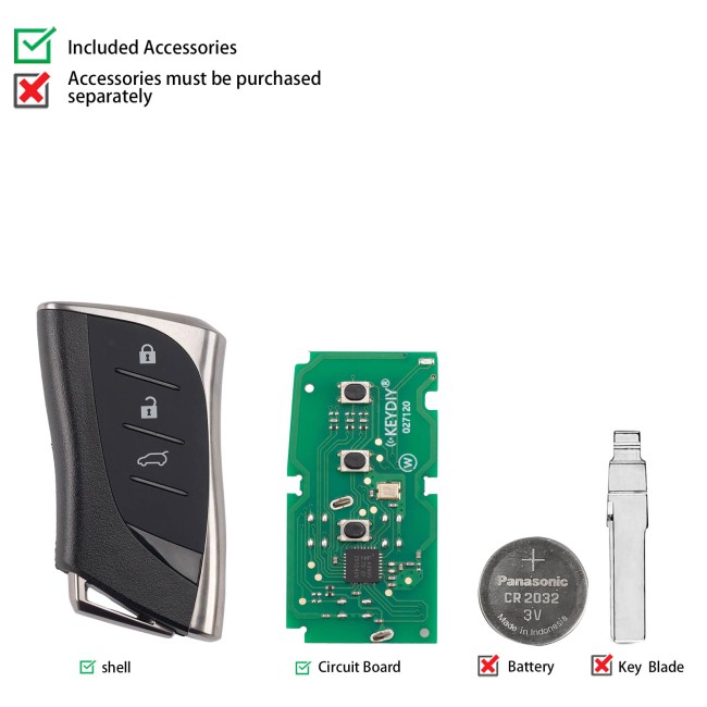 [5Pcs/Lot] KEYDIY KD ZB42-3 Universal Smart Remote Key 3 Buttons for Lexus Type