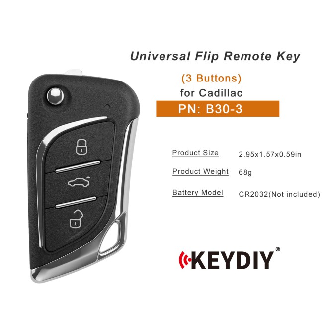 [5Pcs/Lot] KEYDIY KD B30-3 Universal Flip Remote Key 3 Buttons for Cadillac Type