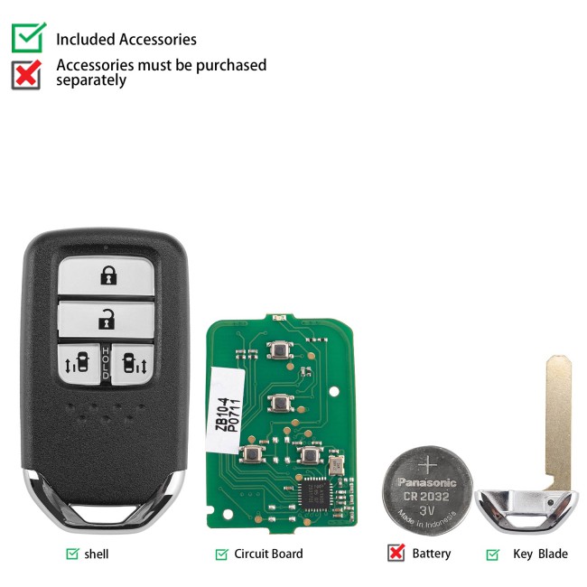 [5Pcs/Lot] KEYDIY KD ZB10-4 Universal Smart Remote Key 3+1 Buttons (Slide Door) for Honda Type