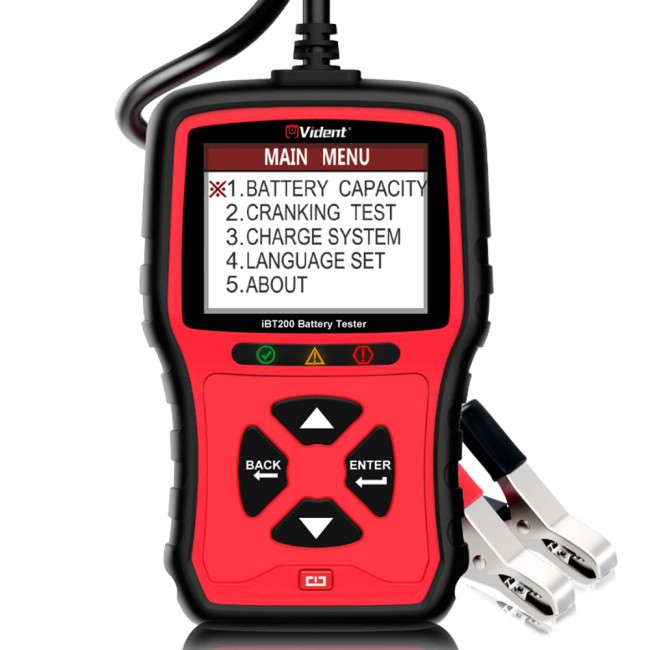 VIDENT iBT200 9V-36V Battery Tester for 12V passenger vehicle and 24V heavy duty trucks 100 to 2000CCA Car Battery Analyzer