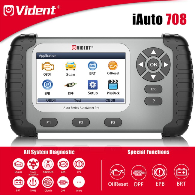 VIDENT iAuto708 Full System All Make Scan Tool OBDII Scanner OBDII Diagnostic Tool