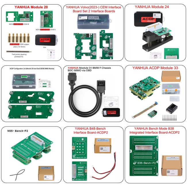 YANHUA ACDP-2 Locksmith Package (ACDP2+ Module 1/2/3/7/9/10/12/20/24/29/31/33/34) for BMW Land Rover Volvo VW Audi Add Keys & All Key Lost