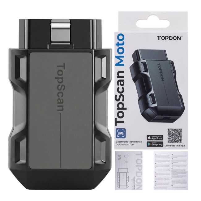 Topdon TopScan Moto Full-System Diagnostics with Auto VIN, Active Test, One-Click Scanning and Clearing Fault Codes