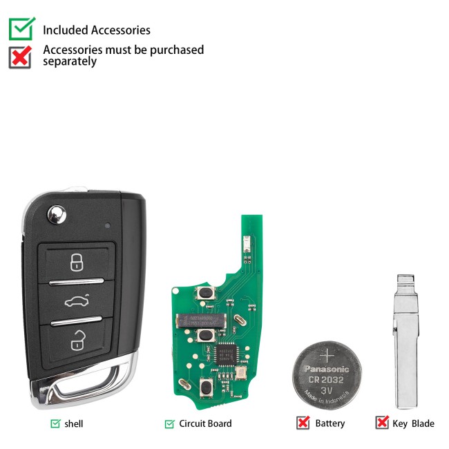 [5Pcs/Lot] KEYDIY KD ZB15-3 Universal Smart Flip Remote Key 3 Buttons for VW Type