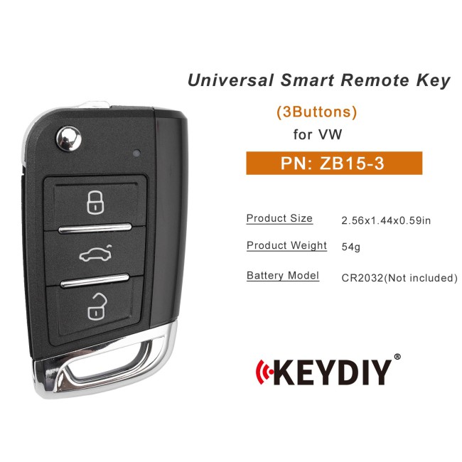 [5Pcs/Lot] KEYDIY KD ZB15-3 Universal Smart Flip Remote Key 3 Buttons for VW Type