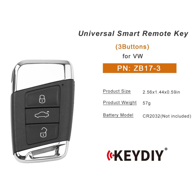 [5Pcs/Lot] KEYDIY KD ZB17-3 Universal Smart Remote Key 3 Buttons for VW Type