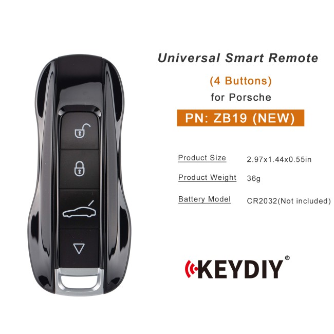 [5Pcs/Lot] KEYDIY KD ZB19 Universal Smart Remote Key 4 Buttons for Porsche Type