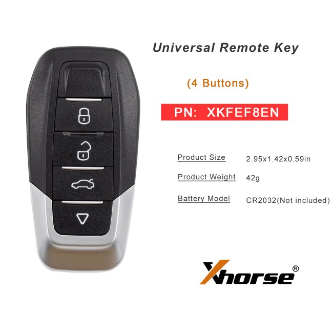 [5PCS/Lot] Xhorse XKFEF8EN  Second Generation Universal Remote Key FA.LL Type Wired Folding Key 4 Buttons Glossy Black