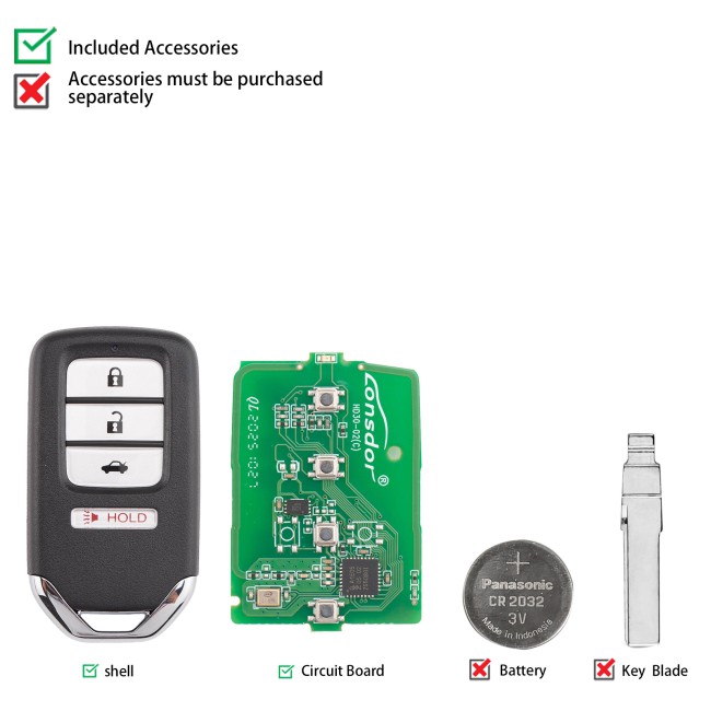 Lonsdor HD30-05 HD30 Smart Key 4 Buttons for Honda Supports ID46 ID47 ID4A