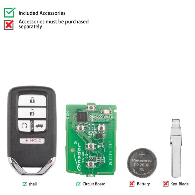 Lonsdor HD30-06 HD30 Smart Key 5 Buttons for Honda Supports ID46 ID47 ID4A