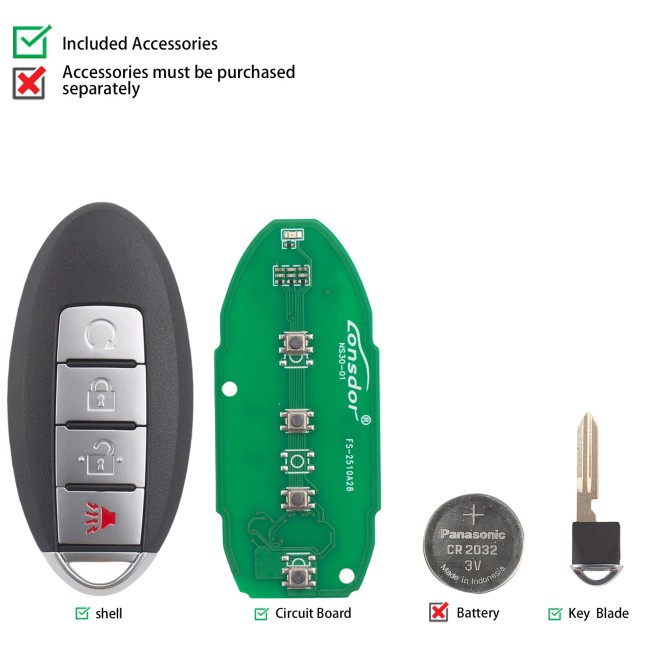 Lonsdor NS30-02NS30 for Nissan/Infiniti Smart Key 4 Buttons Supports ID46 ID47 ID4A