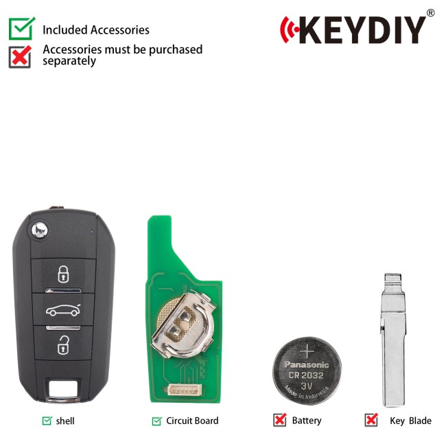 [5Pcs/Lot] KEYDIY KD B47-3 Universal Flip Remote Key 3 Buttons for Peugeot Type
