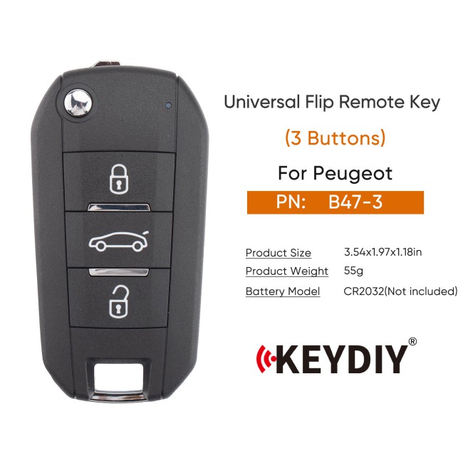 [5Pcs/Lot] KEYDIY KD B47-3 Universal Flip Remote Key 3 Buttons for Peugeot Type