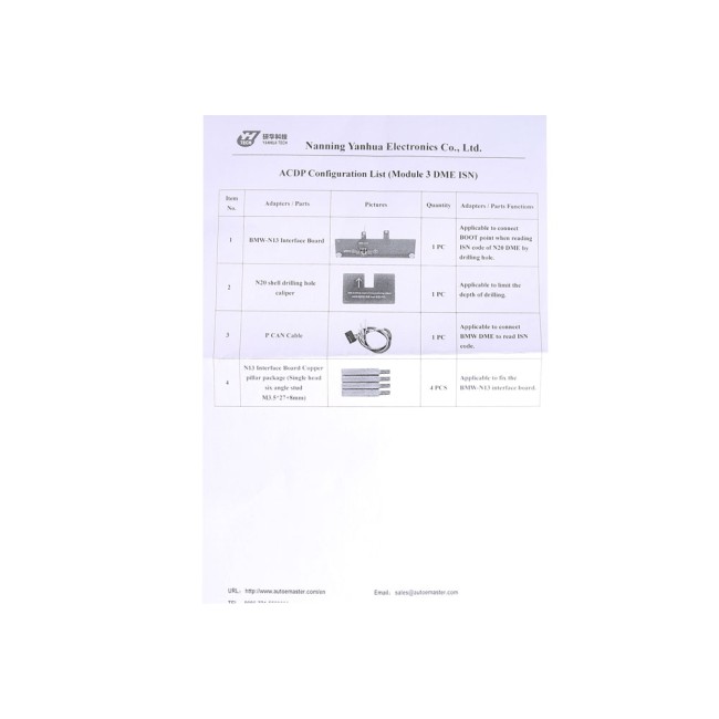 YANHUA ACDP/ACDP-2 Module 3 DME ISN Read and write BWM DME ISN code when all keys lost NO need Soldering