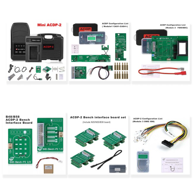 YANHUA ACDP-2 BWM IMMO Package with Module1/2/3 for BWM CAS1-CAS4+/FEM/BWM DME ISN Read & Write Added B48/N20/N55/B38 Bench Board