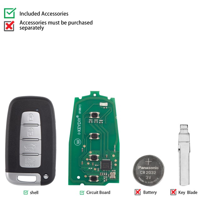 [5Pcs/Lot] KEYDIY KD ZB04-4 Universal Smart Remote Key 3+1 Buttons (Right Slot) Hyundai Type