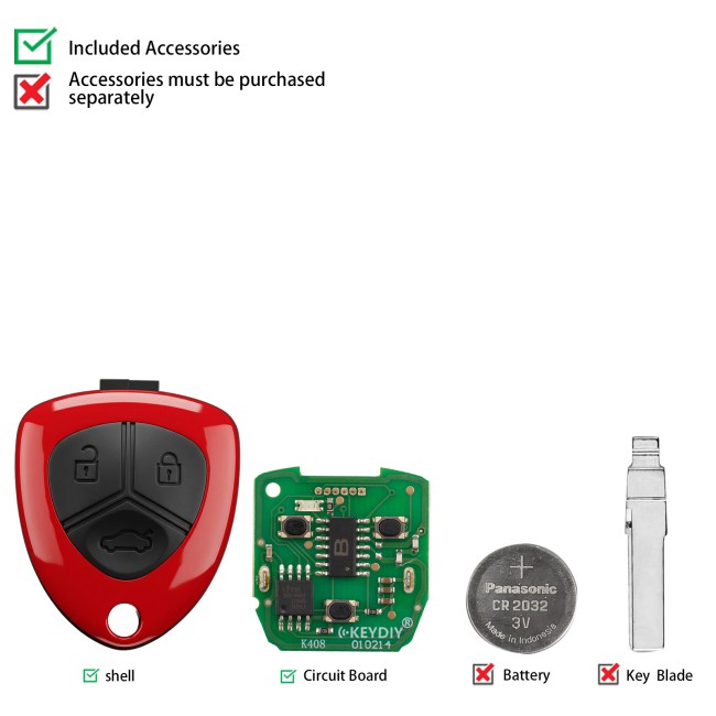 [5Pcs/Lot] KEYDIY KD B17-3 Bladed Universal Remote 3 Buttons for Ferrari Type Red Color