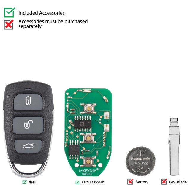 [5Pcs/Lot] KEYDIY KD B20-4 Universal Remote Key 3+1 Buttons for Hyundai Azera Type