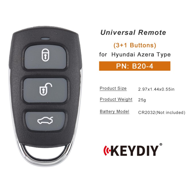 [5Pcs/Lot] KEYDIY KD B20-4 Universal Remote Key 3+1 Buttons for Hyundai Azera Type