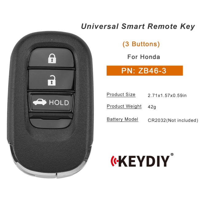 [5pcs/lot] KEYDIY KD ZB46-3 (Trunk) Universal Smart Remote Key 3 Buttons for Honda Type