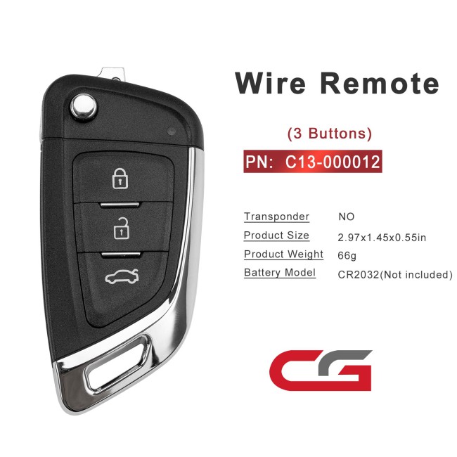 [5Pcs/Lot] CGDI C13-000012 DF(3BTN) 3 Buttons Wire Remote Used with CGDl K2 Remote Key Programmer