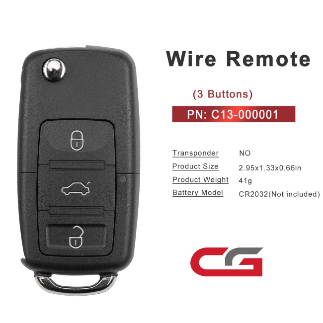 [5Pcs/Lot] CGDI C13-000001 B5(3 buttons) 3 Buttons Wire Remote Used with CGDl K2 Remote Key Programmer