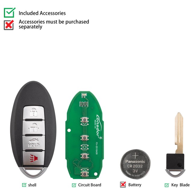 Lonsdor NS30-06NS30 for Nissan/Infiniti Smart Key 4 Buttons Supports ID46 ID47 ID4A
