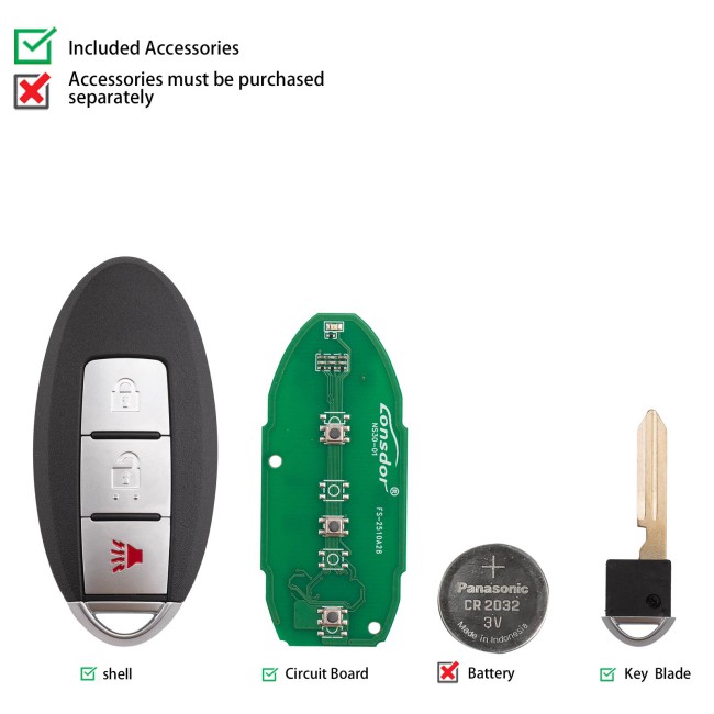 Lonsdor NS30-01NS30 for Nissan/ Infiniti Smart Key 3 Buttons Supports ID46 ID47 ID4A